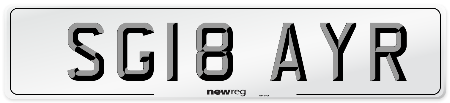 SG18 AYR Number Plate from New Reg